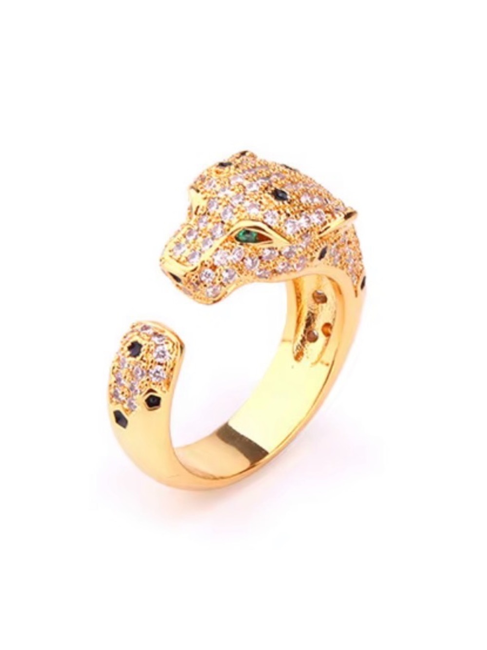 Rose Gold Panther Head Cuff Ring